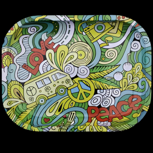 Sparkys Rectangular "Love Peace" R-Tray - (18 x 14cm)