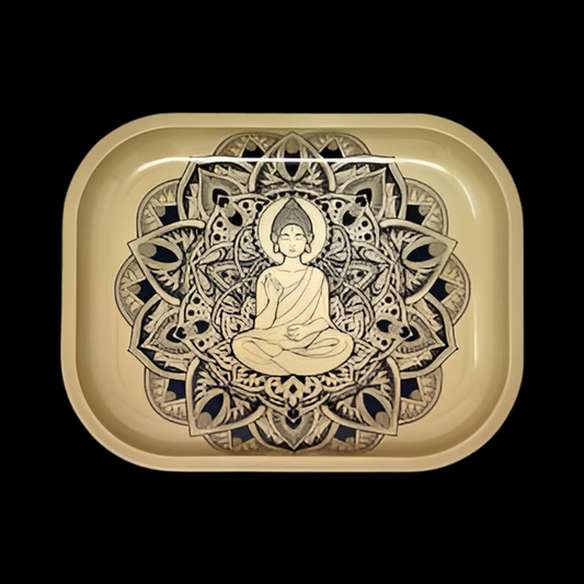 Wise Skies Mini R-Tray "Golden Flower Buddha" Design - (18 x 14 cm)